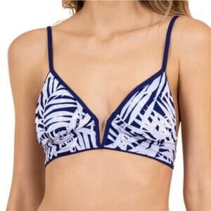 Maaji Indigo Blue Parade Long Line Triangle Bikini Top M NWT